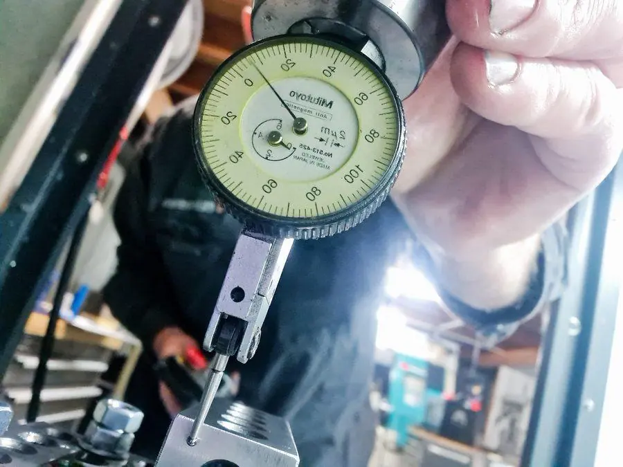 Checking a component with a dial indicator